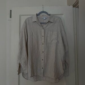 Linen blend button down shirt